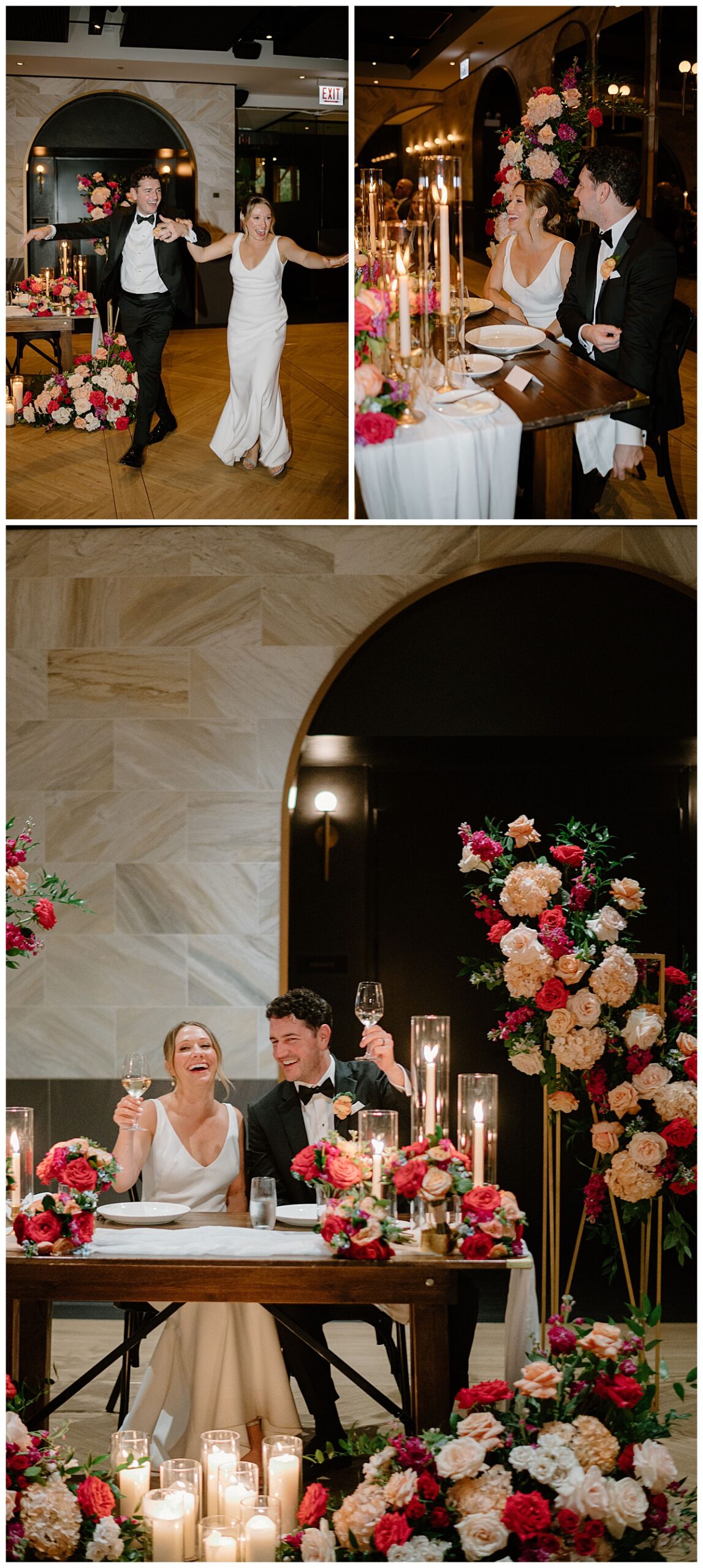 newlyweds enter reception by Midwest wedding photographer