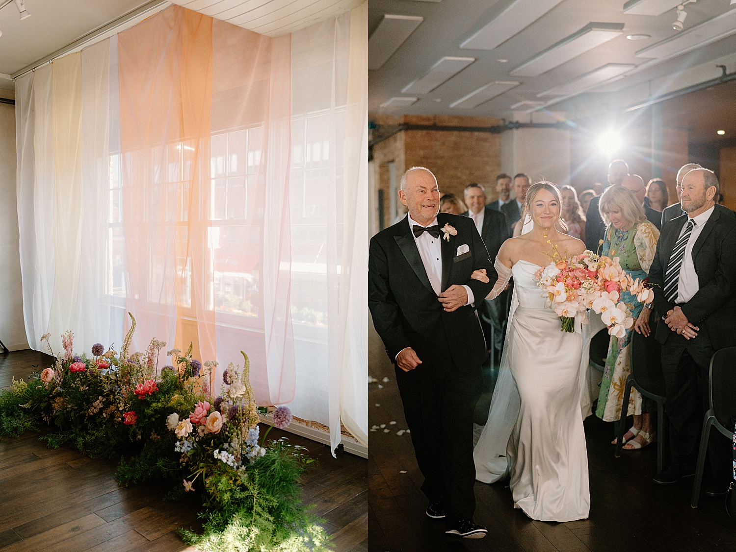 man walks his daughter down the aisle at Morgan's on Fulton
