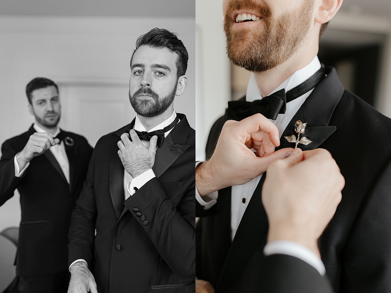 groom gets ready for his big day at Skyline Loft