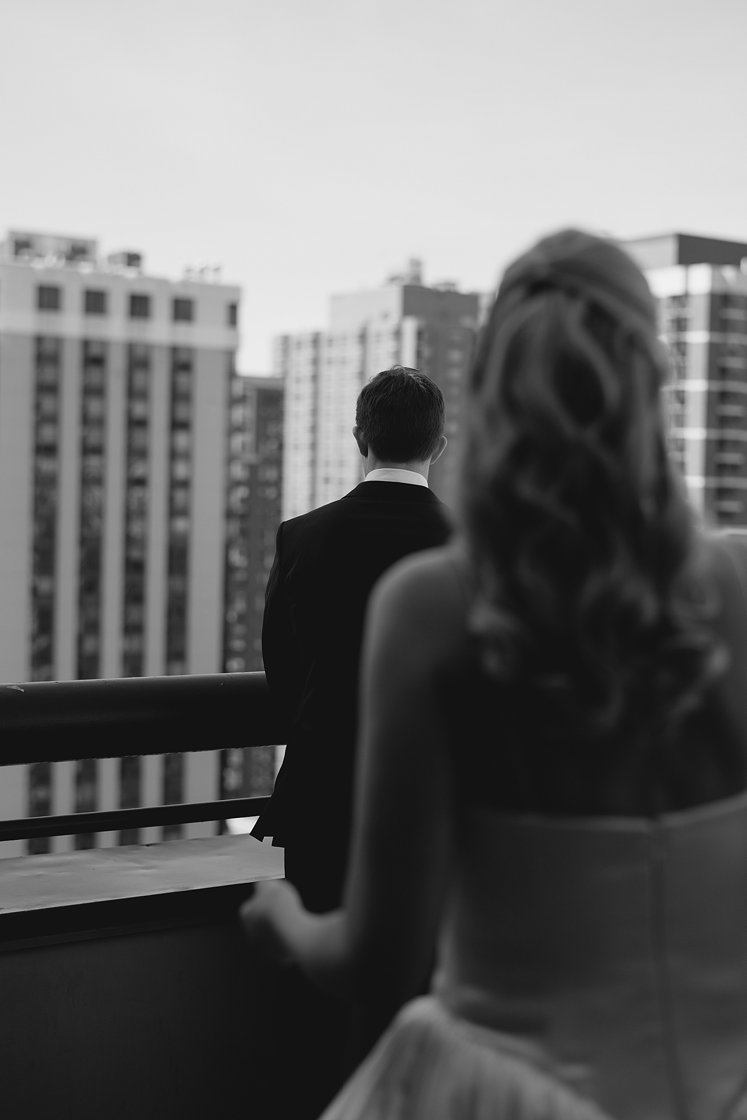blonde approaches her man for first look by Morgan McIntire Photography