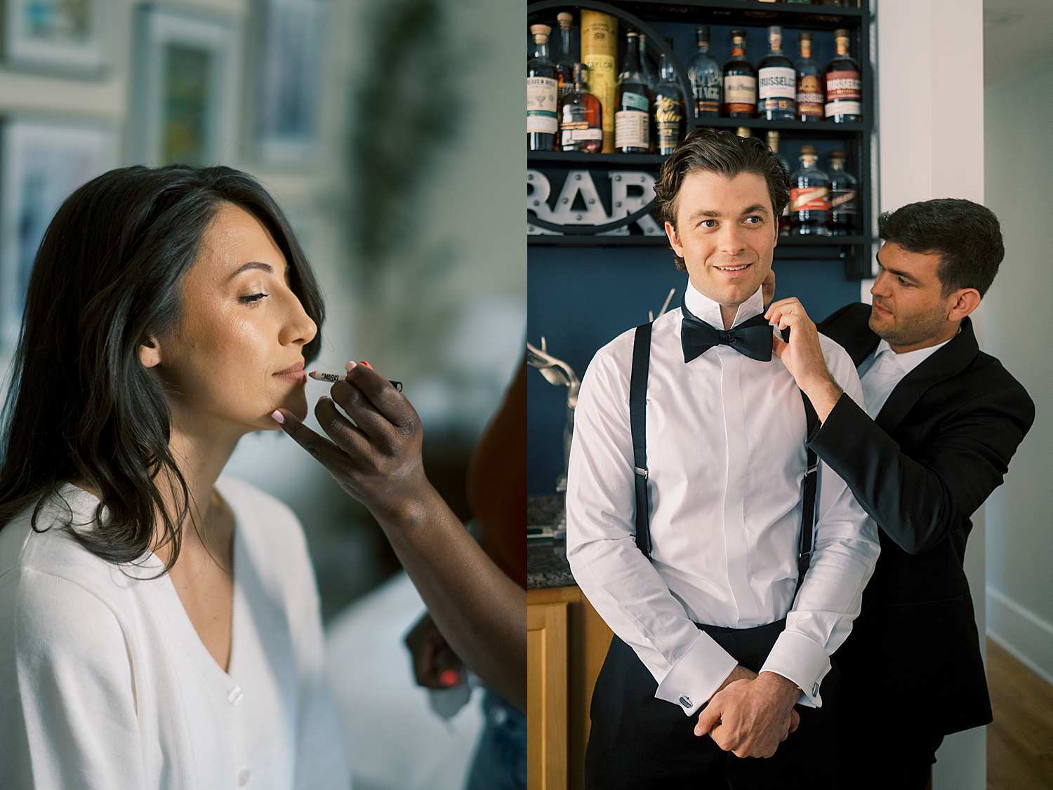 bride and groom get ready separately for big day by Chicago wedding photographer